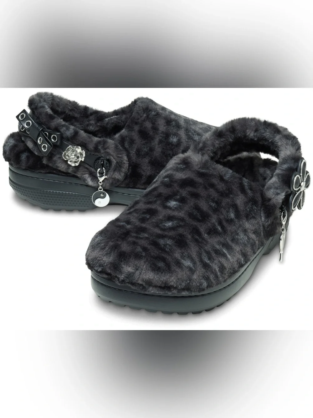 NWT Crocs Unforgettable Leopard Print Plush Faux-Fur Slip-On Clog - Picture 1 of 3